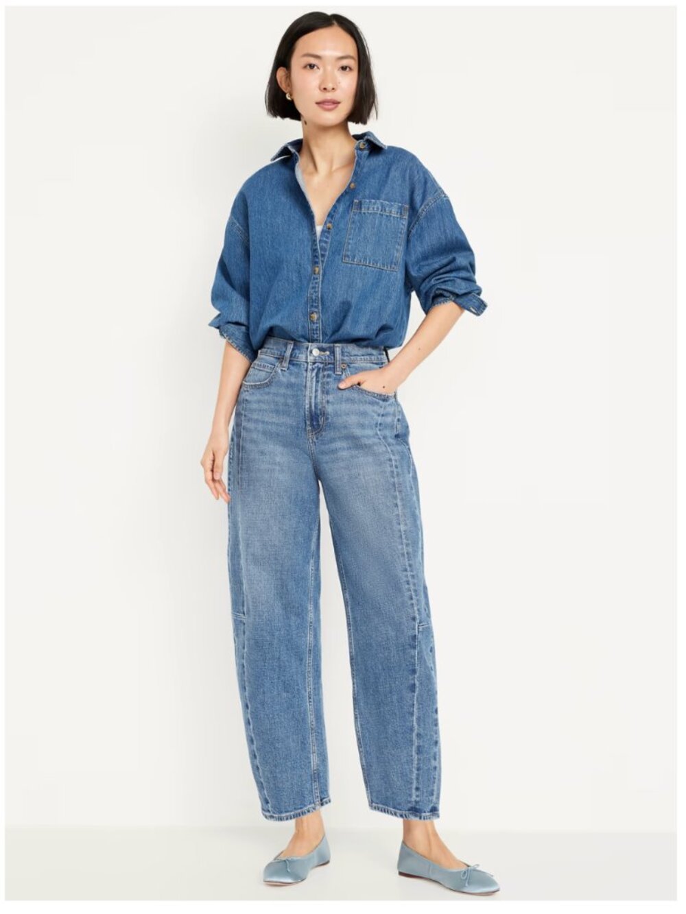 Old Navy High-Waisted Baggy Barrel Ankle Jeans 10 Tall